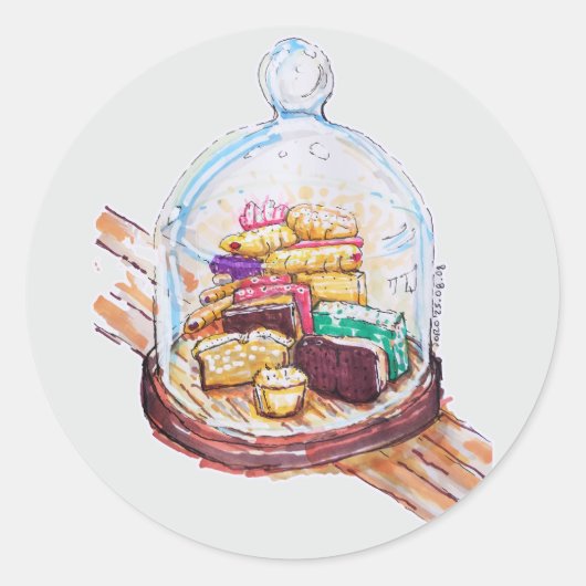 ガラスドーム下のデザート ラウンドシール (正面)