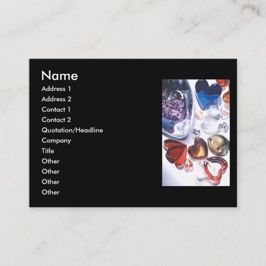 ガラスハートの水彩画の名刺のテンプレート 名刺 (正面)