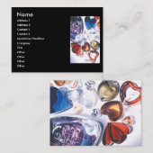 ガラスハートの水彩画の名刺のテンプレート 名刺 (正面/裏面)