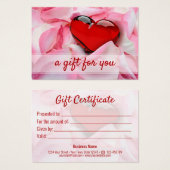 ガラスハートバラ花びらバレンタインデイギフトカード (正面&裏面)