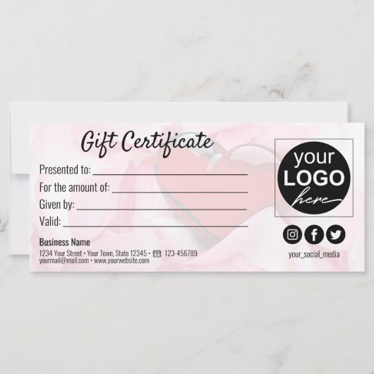 ガラスハートバレンタインデーバラ花びらギフトカード (裏面)