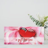 ガラスハートバレンタインデーバラ花びらギフトカード (スタンド正面)