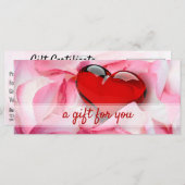 ガラスハートバレンタインデーバラ花びらギフトカード (正面/裏面)