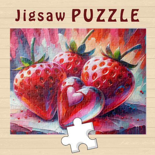 ガラスハート付き赤絵を描イチゴ –  ジグソーパズル