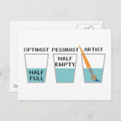 ガラスハーフフルおもしろいミーム ポストカード (正面/裏面)