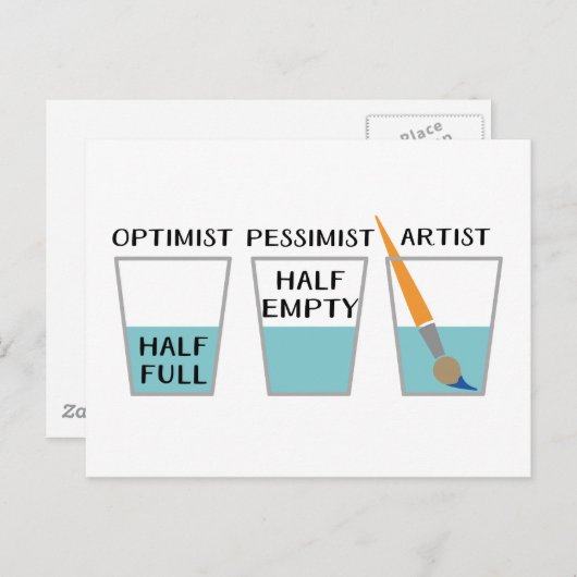 ガラスハーフフルおもしろいミーム ポストカード (正面/裏面)
