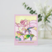 ガラスバラエレガントハッピーバースデーはがき ポストカード (スタンド正面)