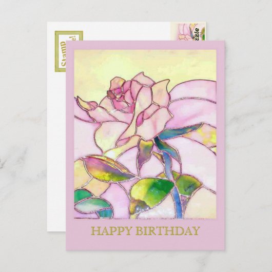 ガラスバラエレガントハッピーバースデーはがき ポストカード (正面/裏面)