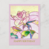 ガラスバラエレガントハッピーバースデーはがき ポストカード (正面)