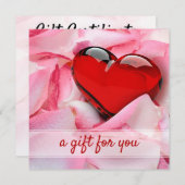 ガラスバレンタインデーハートバラ花びらギフトカード (正面/裏面)