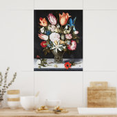 ガラスバロックのボスシェアートの花絵を描フローラ ポスター (キッチン)