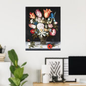 ガラスバロックのボスシェアートの花絵を描フローラ ポスター (ホームオフィス)