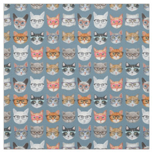 ガラスパターンを身に着けているかわいい猫 ファブリック