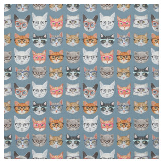 ガラスパターンを身に着けているかわいい猫 ファブリック