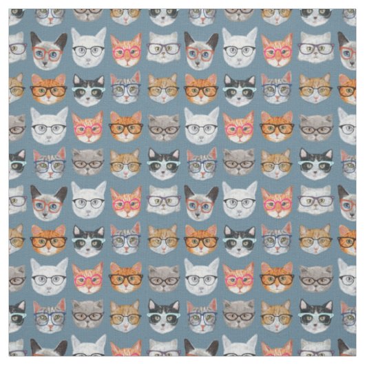 ガラスパターンを身に着けているかわいい猫 ファブリック (見本)