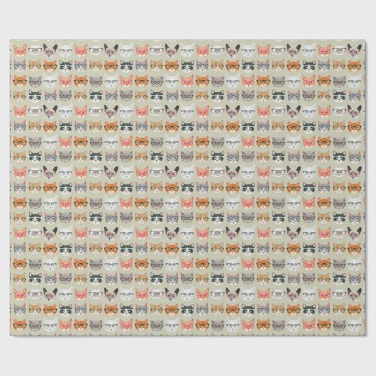 ガラスパターンを身に着けているかわいい猫 ラッピングペーパー (フラット)