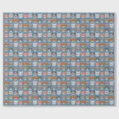 ガラスパターンを身に着けているかわいい猫 ラッピングペーパー (フラット)