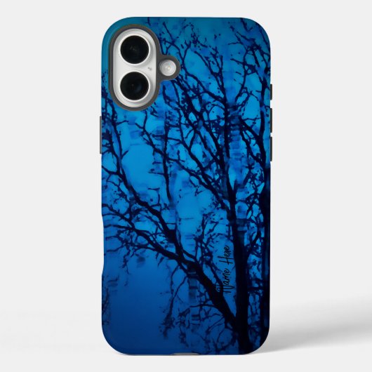 ガラスパーソナライズされたアート素晴らし、涙の木の青 Case-Mate iPhoneケース (裏面)