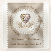 ガラスパーソナライズされたコースター結婚式の引き出物 ガラスコースター (正面)