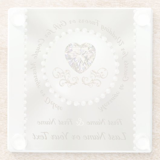 ガラスパーソナライズされたコースター結婚式の引き出物 ガラスコースター (裏面)