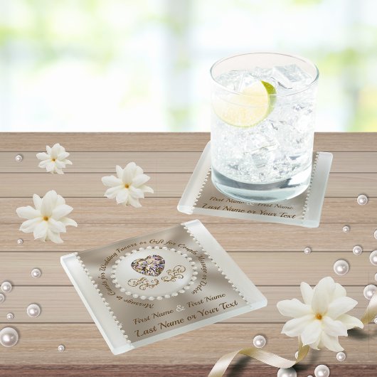 ガラスパーソナライズされたコースター結婚式の引き出物 ガラスコースター
