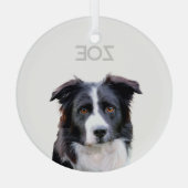 ガラスパーソナライズされたペットクリスマスツリーオーナメント ガラスオーナメント (裏面)