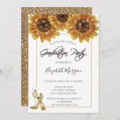 ガラスヒマワリグリッター卒業パーティー 招待状 (正面/裏面)