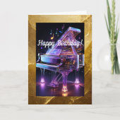 ガラスピアノ誕生日カード折りグリーティングカード カード (正面)