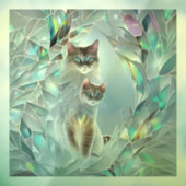 ガラスフェイクの割れた2匹の猫が覗き込む ウィンドウサイン (シート3)