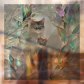 ガラスフェイクの割れた2匹の猫が覗き込む ウィンドウサイン (シート2)