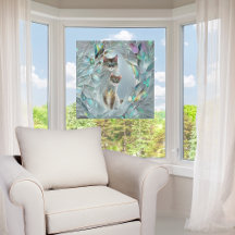 ガラスフェイクの割れた2匹の猫が覗き込む