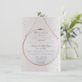 ガラスブライダルシャワーバチェロレッテシルバーピンクローズ 招待状 (スタンド正面)