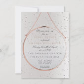 ガラスブライダルシャワーバチェロレッテシルバーピンクローズ 招待状 (正面)