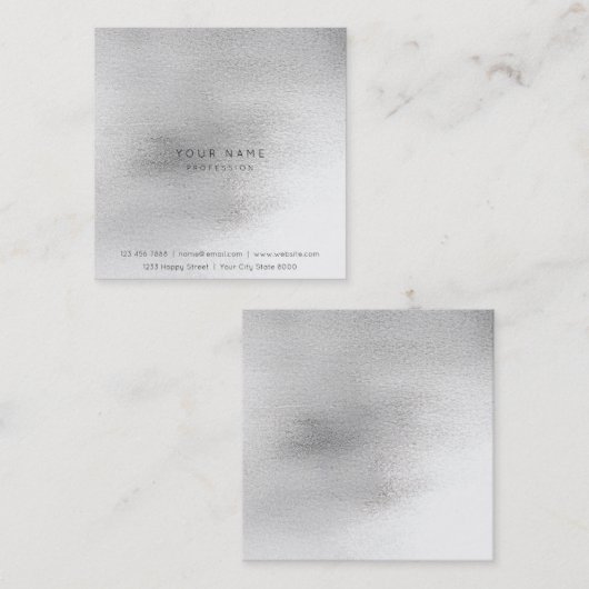 ガラスホワイトグレーシルバーブラシグラデーションスクエアVip スクエア名刺 (正面/裏面)