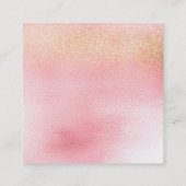 ガラスホワイトピンクローズ金ゴールドピーチグラデーションスクエアVIP スクエア名刺 (裏面)