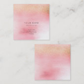 ガラスホワイトピンクローズ金ゴールドピーチグラデーションスクエアVIP スクエア名刺 (正面/裏面)