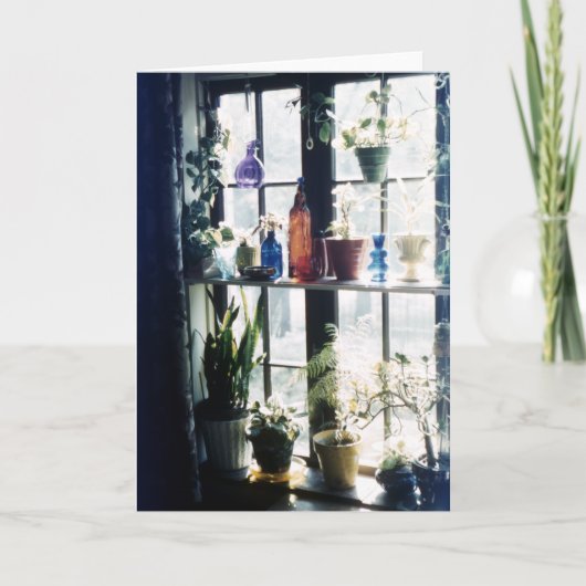 ガラスボトルのカラフル植物植物 カード (正面)