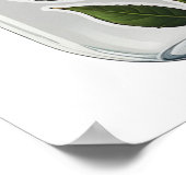 ガラスボトルのピンクのバラの花茎 ポスター (角)