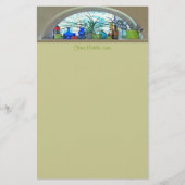 ガラスボトルの植物のウィンドウの水色 便箋 (正面)