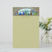 ガラスボトルの植物のウィンドウの水色 便箋 (スタンド正面)