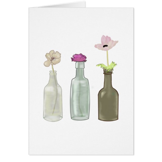 ガラスボトルの花パステルカラー (正面)