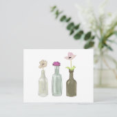 ガラスボトルの花パステルカラー ポストカード (スタンド正面)