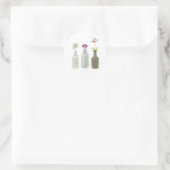 ガラスボトルの花パステルカラー ラウンドシール (バッグ)