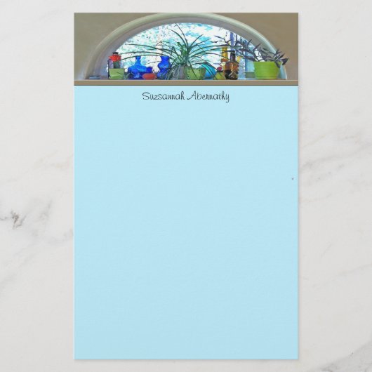 ガラスボトル植物の窓水カラーテンプレート 便箋 (正面)