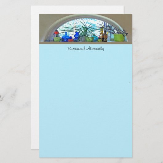 ガラスボトル植物の窓水カラーテンプレート 便箋 (正面/裏面)