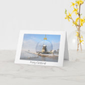 ガラスボールと風車で折り畳んだクリスマスカード カード (黄色い花)