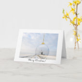 ガラスボールと風車で折り畳んだクリスマスカード カード (黄色い花)