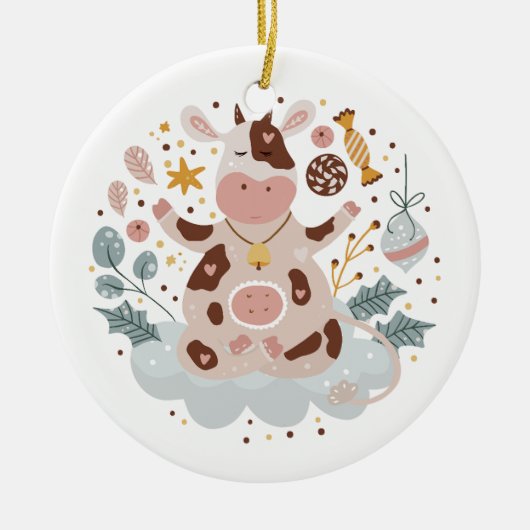 ガラスボー伝統的ブルオーナメント セラミックオーナメント (正面)