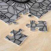 ガラスモザイクスカル、白黒 ジグソーパズル (側面)