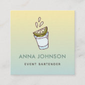 ガラスモダンバークールテンダーのカクテルライム スクエア名刺 (正面)